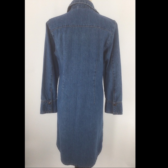 Jean Dress W/Black Trim Faded Glory Size 12-14 MIDI - Picture 2 of 6